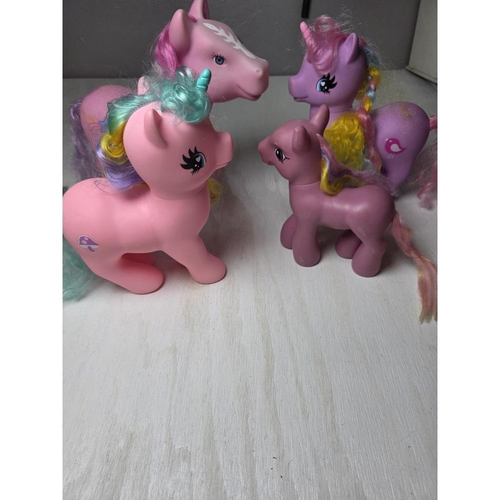 FOUR Vintage My Little Pony Fakie Mushroom, Birdie, 2 More